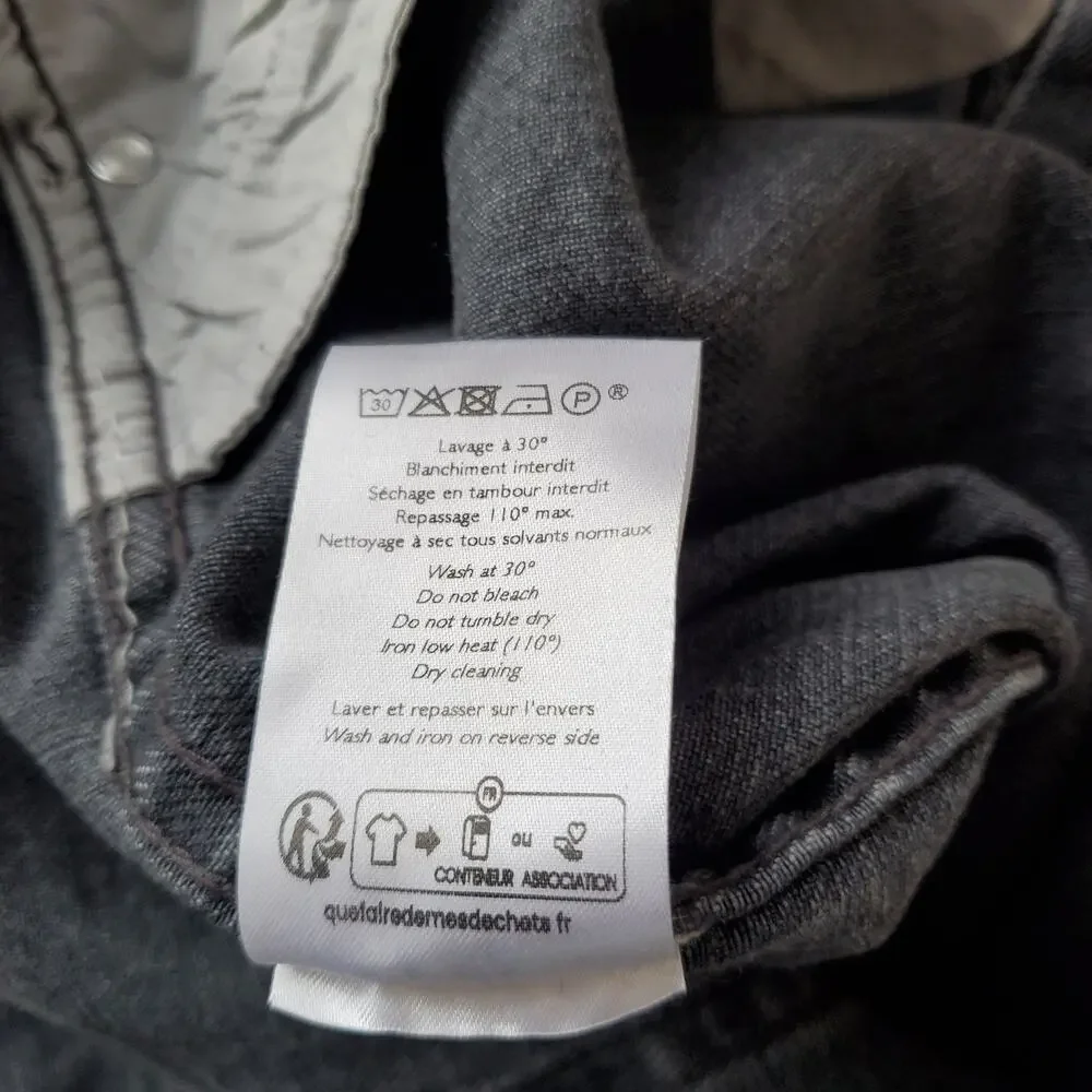 Sezane Le Crop Denim Wide Leg Crop Jeans High Waist Middle Grey Size 48 US 16 - Picture 10 of 10